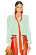 Givenchy Contrast Tie Neck Blouse In Green,orange
