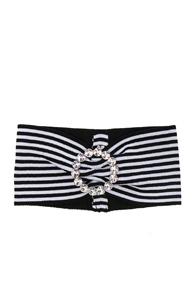 Alessandra Rich Buckle Headband In Black,stripes
