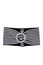 Alessandra Rich Buckle Headband In Black,stripes