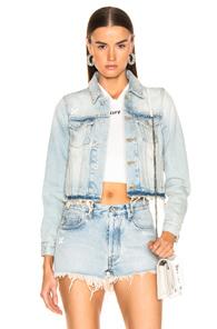 Off-white Cropped Jacket In Denim Light