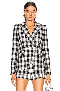 Veronica Beard Miller Dickey Jacket In Black,plaid,white