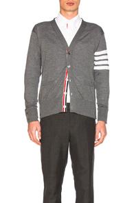 Thom Browne Classic Merino Cardigan In Gray