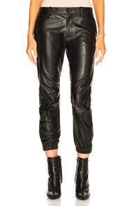 Nili Lotan Leather Cropped French Military Pant In Black