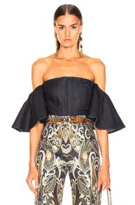 Cushnie X Lee Off The Shoulder Cropped Top In Denim Dark
