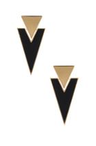 Saint Laurent Deco Triangle Clip Earrings In Metallics