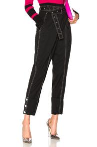 Proenza Schouler Lightweight Wool Suiting Cuffed Straight Pant In Black
