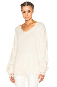 Unravel Knit Rib Oversized Crop Crew In White