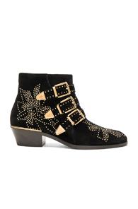 Chloe Velvet Susanna Boots In Black