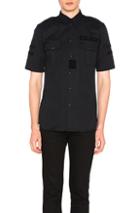 Givenchy Military Velcro Patch Short Sleeve Shirt In Black
