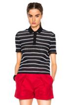 Msgm Knit Polo In Blue,stripes