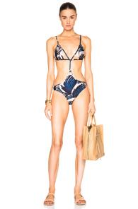 Adriana Degreas Big Rider Cut Out Swimsuit In Abstract,blue