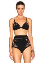 Zimmermann Sakura Embroidered Bikini Top In Black