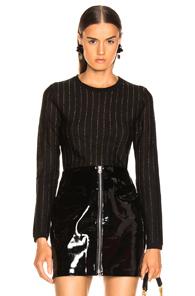 Frame Panel Stripe Crew Sweater In Black,metallic,stripes