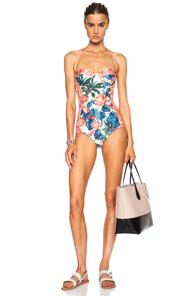 We Are Handsome Panel Poly-blend One Piece In Floral,blue,orange