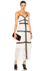 Self-portrait Lace Trim Maxi Dress In White