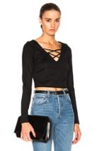 L'agence Ava Cropped Lace Up Top In Black