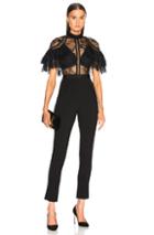 Self-portrait Fine Lace Paneled Jumpsuit In Black