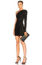 Balmain Lace Up One Shoulder Mini Dress In Black
