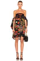 Adriana Degreas Dragoon Off The Shoulder Dress In Abstract,black,green,red,orange