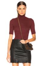 Enza Costa Rib Fitted Turtleneck Half Sleeve In Red