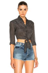 Saint Laurent Tied Western Shirt In Abstract,black