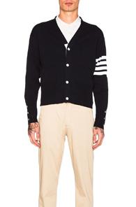 Thom Browne Trompe L'oeil Cardigan In Blue,stripes,white