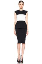 Alexander Mcqueen Color Block Peplum Knit Dress In Black