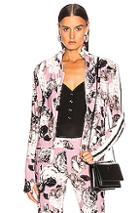 Norma Kamali Side Stripe Turtle Jacket In Floral,gray,pink,white