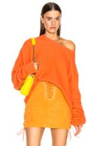 Unravel Rib Oversize Crew Sweater In Orange