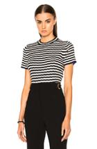 Proenza Schouler Silk Cashmere Irregular Stripe Cropped In Black,stripes