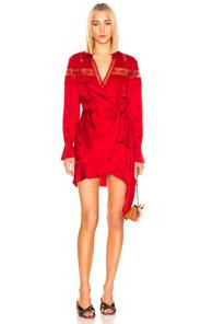 Self-portrait Trimmed Wrap Dress In Red