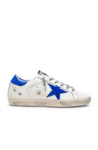 Golden Goose Leather Superstar Sneakers In White,blue,neon