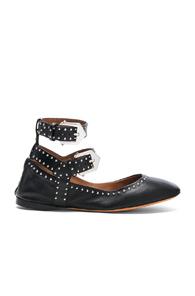 Givenchy Studded Ankle Strap Leather Ballerina Flats In Black