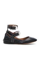 Givenchy Studded Ankle Strap Leather Ballerina Flats In Black