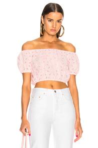 Lisa Marie Fernandez Leandra Crop Top In Floral,pink,white