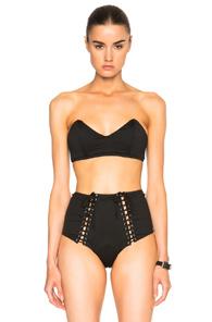 Fleur Du Mal Lacing Bandeau Bikini Top In Black