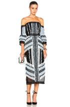 Erdem Sissy Exposed Shoulder Midi Dress In Blue,black