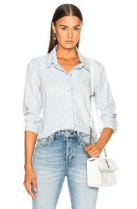 Amo Georgia Top In Blue,checkered & Plaid