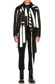 Craig Green Leather Stitch Biker Jacket In Black