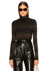 Veronica Beard Audrey Turtleneck In Black,metallic,stripes