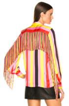 Msgm Marina Fringe Top In Stripes,pink,red,yellow
