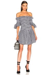 Caroline Constas Kendall Dress In Black,white,checkered & Plaid