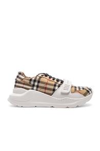 Burberry Regis Low Sneakers In Brown,plaid