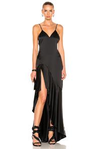 Jonathan Simkhai Silk High Low Gown In Black