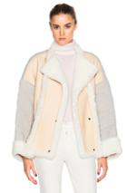 Chloe Curly Shearling Mix Jacket In Neutrals