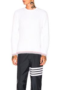 Thom Browne Chunky Crewneck Pullover In White
