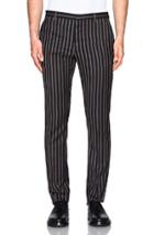 Lanvin Slim Fit Evening Trousers With Silk Piping In Black,stripes
