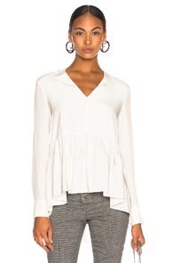 Tibi Silk Cdc Peplum Top In White