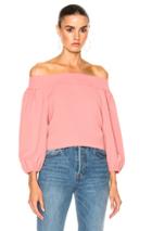 Tibi Twill Off-shoulder Top In Pink
