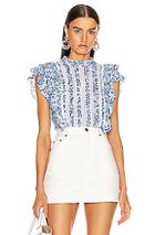 Veronica Beard Sol Top In Blue,floral,white